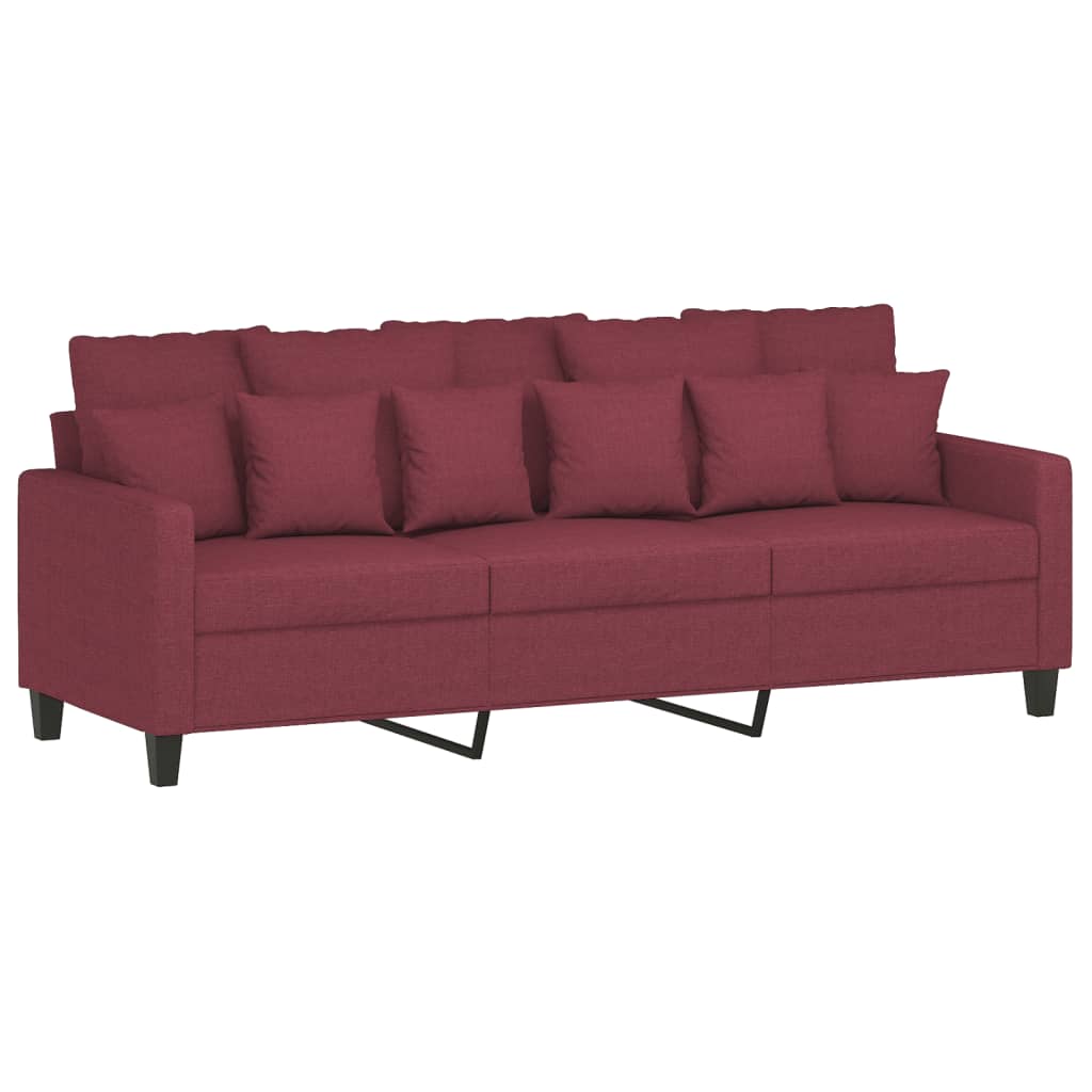 Set di Divani 4 pz con Cuscini Rosso Vino in Tessuto | homemem39