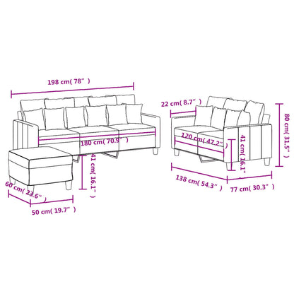 Set di Divani 3 pz con Cuscini Grigio Chiaro in Tessuto | homemem39