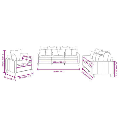 Set di Divani 3 pz con Cuscini Grigio Scuro in Velluto - homemem39