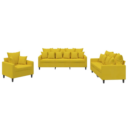 Set di Divani 3 pz con Cuscini giallo in Velluto