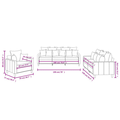 Set di Divani 3 pz con Cuscini Marrone in Velluto