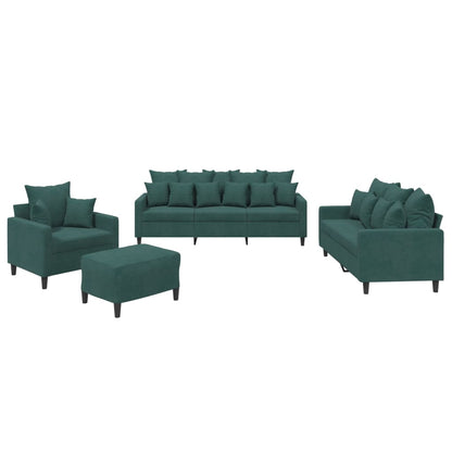 Set di Divani 4 pz con Cuscini Verde scuro in Velluto - homemem39
