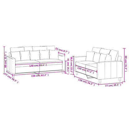 Set di Divani 2 pz con Cuscini Grigio Scuro in Velluto