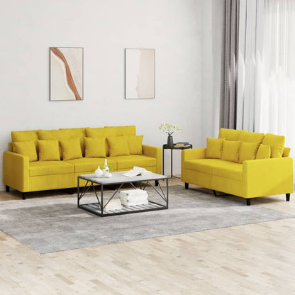 Set di Divani 2 pz con Cuscini giallo in Velluto