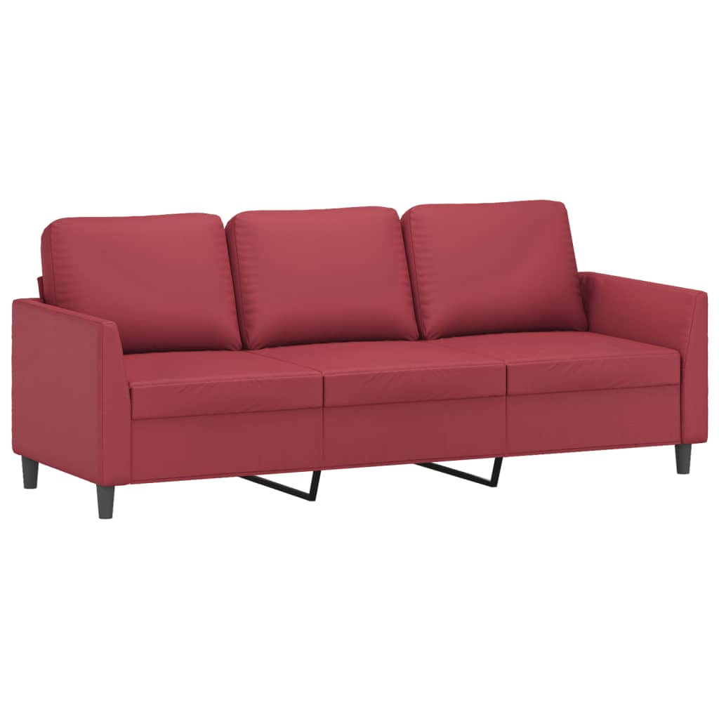 Set di Divani 3 pz con Cuscini Rosso Vino in Similpelle - homemem39