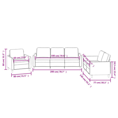 Set di Divani 3 pz con Cuscini Rosso Vino in Similpelle