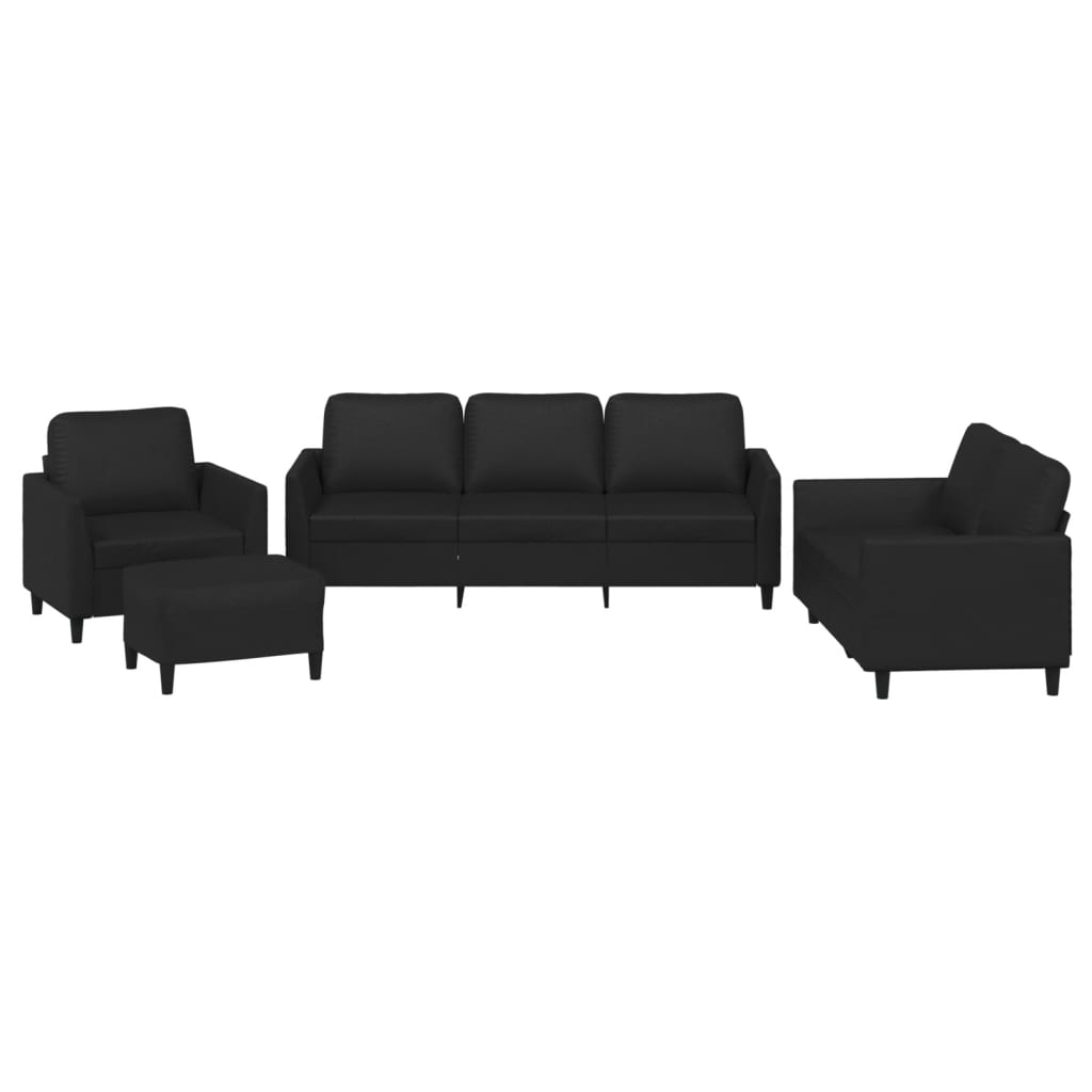 Set di Divani 4 pz con Cuscini Nero in Similpelle | homemem39