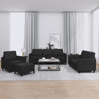 Set di Divani 4 pz con Cuscini Nero in Similpelle | homemem39
