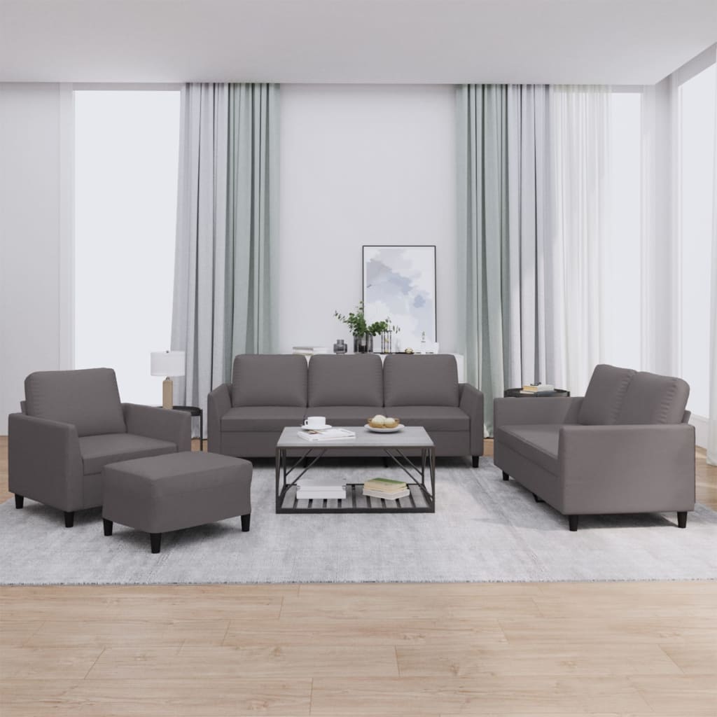 Set di Divani 4 pz con Cuscini Grigio in Similpelle - homemem39