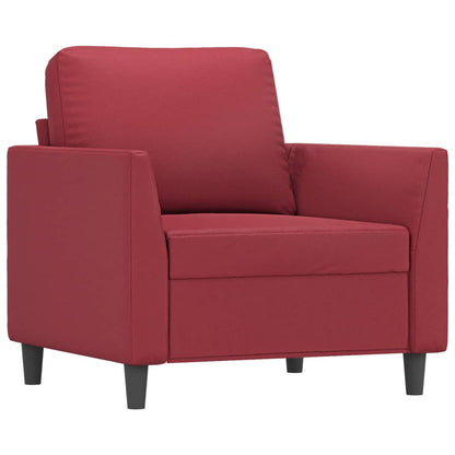 Set di Divani 4 pz con Cuscini Rosso Vino in Similpelle