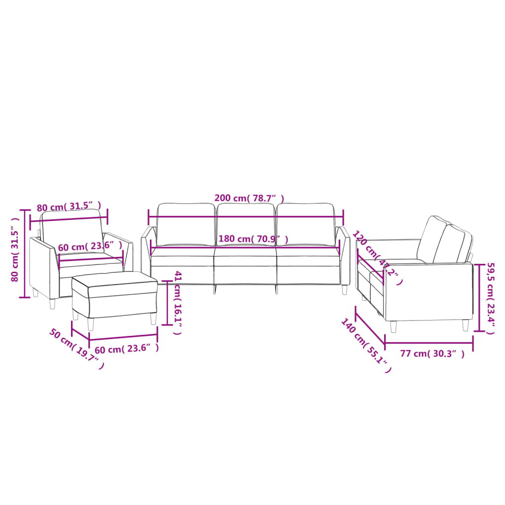 Set di Divani 4 pz con Cuscini cappuccino in Similpelle