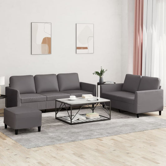 Set di Divani 3 pz con Cuscini Grigio in Similpelle - homemem39