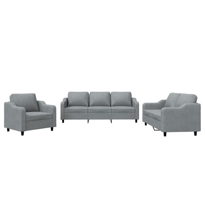 3-piece Sofa Set with Light Gray Fabric Cushions