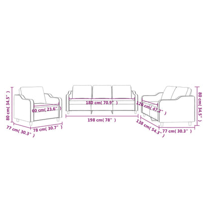 3-piece Sofa Set with Light Gray Fabric Cushions