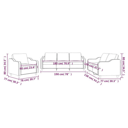 Set di Divani 3 pz con Cuscini Grigio Scuro in Tessuto