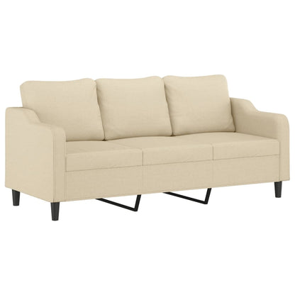 Set di Divani 3 pz con Cuscini Crema in Tessuto | homemem39