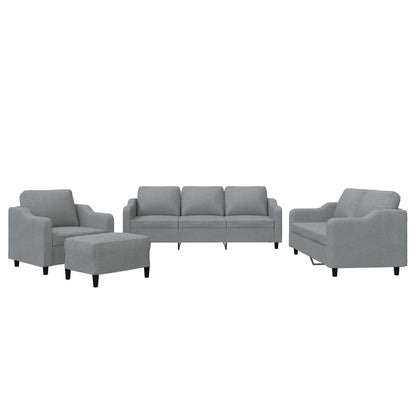 Set di Divani 4 pz con Cuscini Grigio Chiaro in Tessuto | homemem39