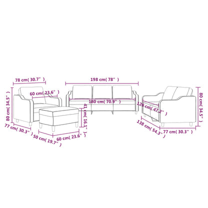 Set di Divani 4 pz con Cuscini Grigio Chiaro in Tessuto | homemem39