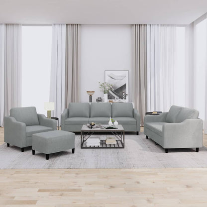 Set di Divani 4 pz con Cuscini Grigio Chiaro in Tessuto | homemem39