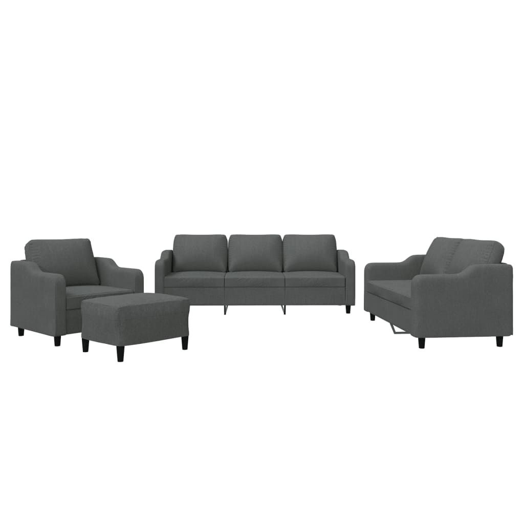 Set di Divani 4 pz con Cuscini Grigio Scuro in Tessuto | homemem39