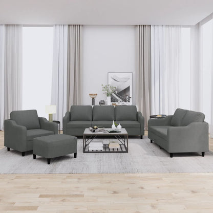 Set di Divani 4 pz con Cuscini Grigio Scuro in Tessuto | homemem39