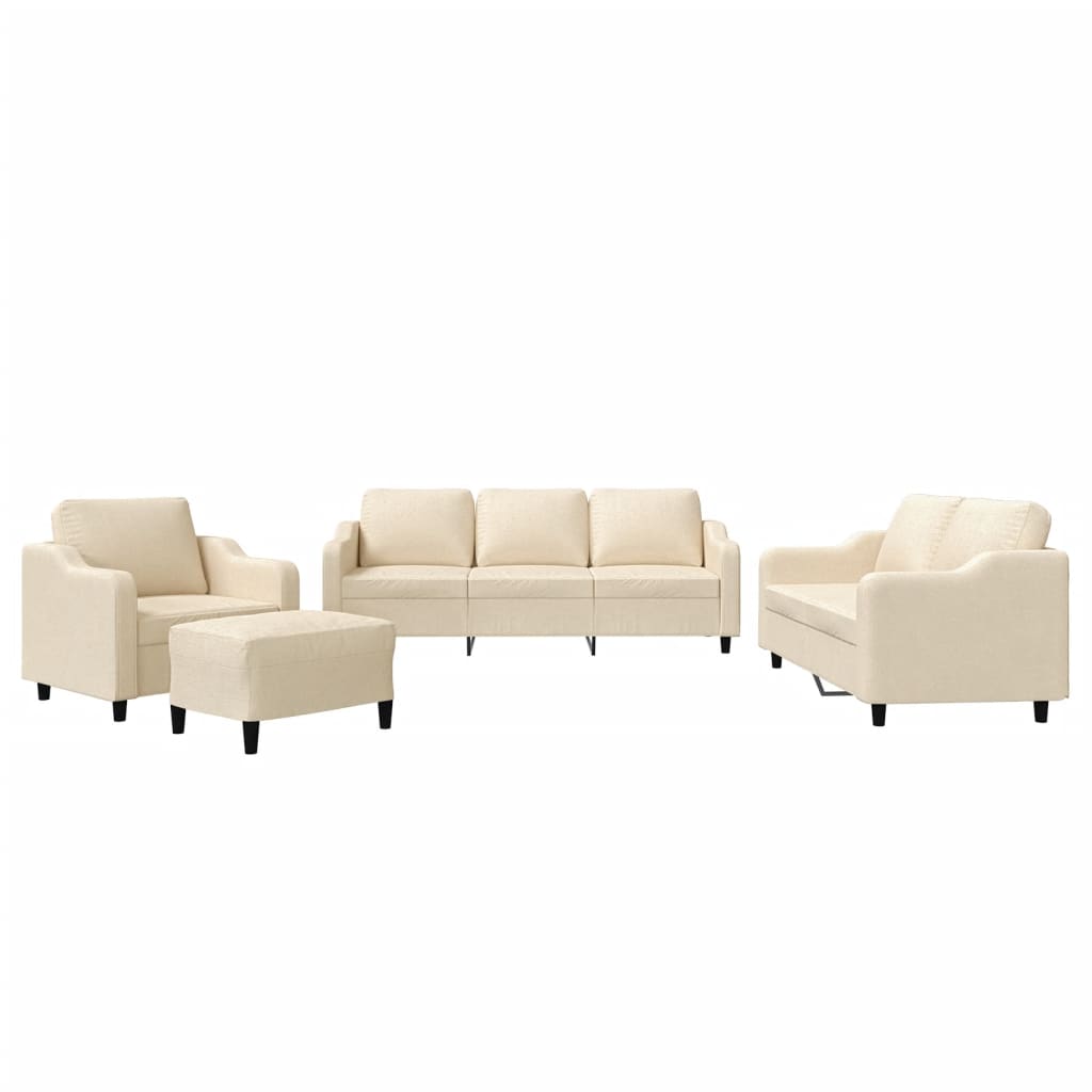 Set di Divani 4 pz con Cuscini Crema in Tessuto | homemem39
