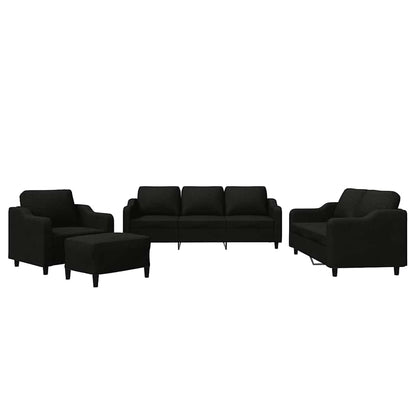 Set di Divani 4 pz con Cuscini Nero in Tessuto | homemem39