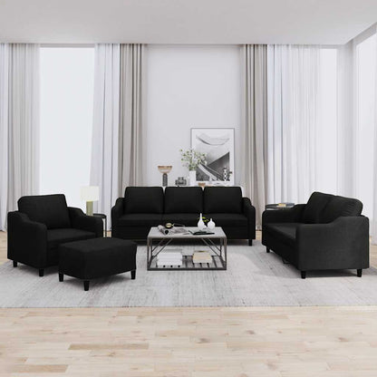 Set di Divani 4 pz con Cuscini Nero in Tessuto | homemem39