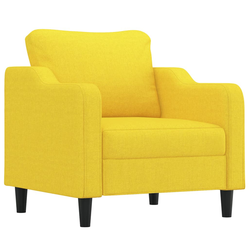 Set di Divani 4 pz con Cuscini Giallo Chiaro in Tessuto - homemem39