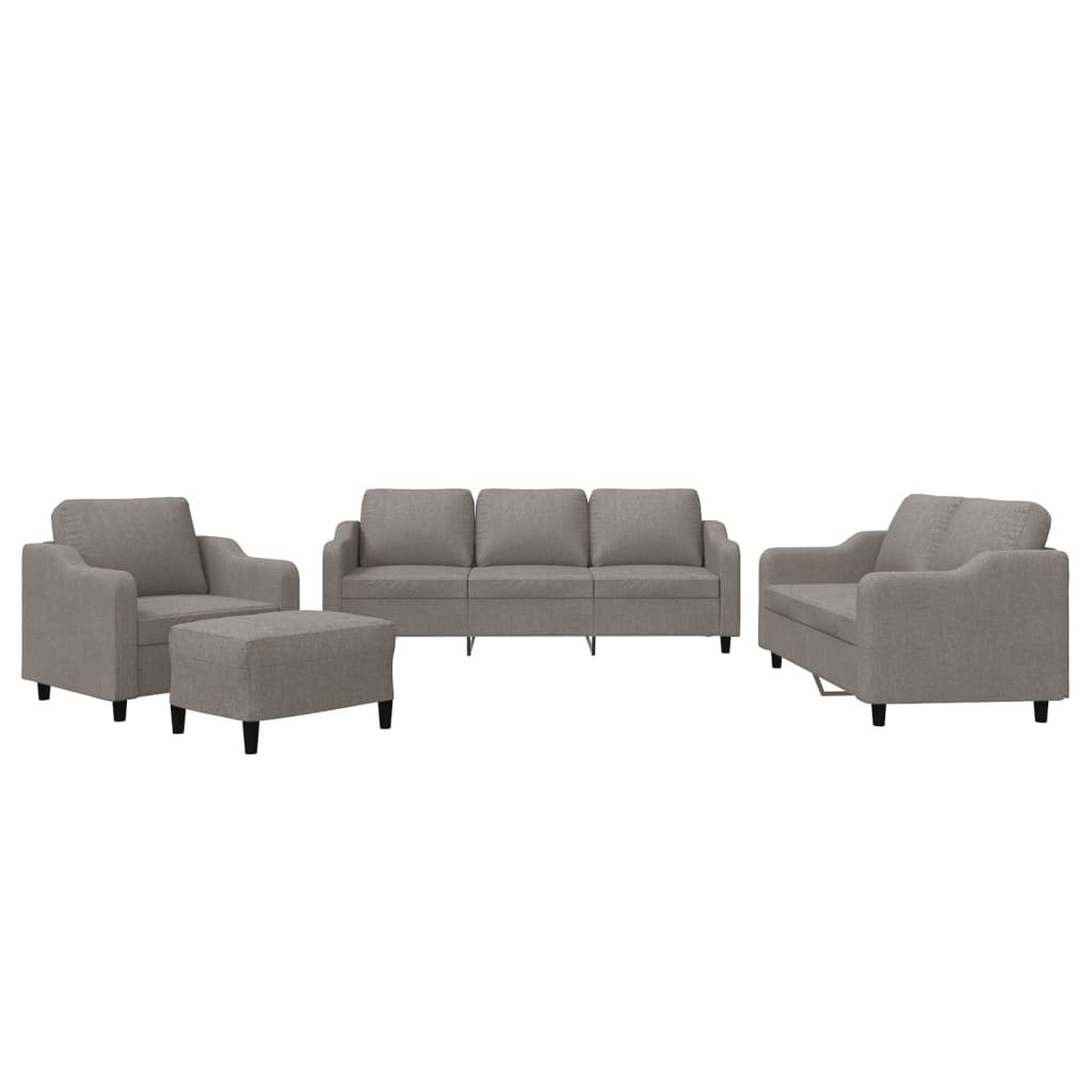 Set di Divani 4 pz con Cuscini Tortora in Tessuto | homemem39