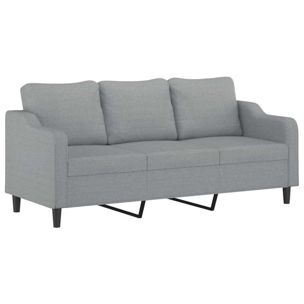 Set Divani 3 pz con Cuscini Grigio Chiaro in Tessuto | homemem39