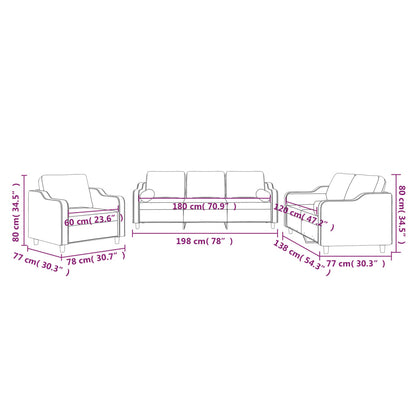 Set Divani 3 pz con Cuscini Grigio Chiaro in Tessuto | homemem39
