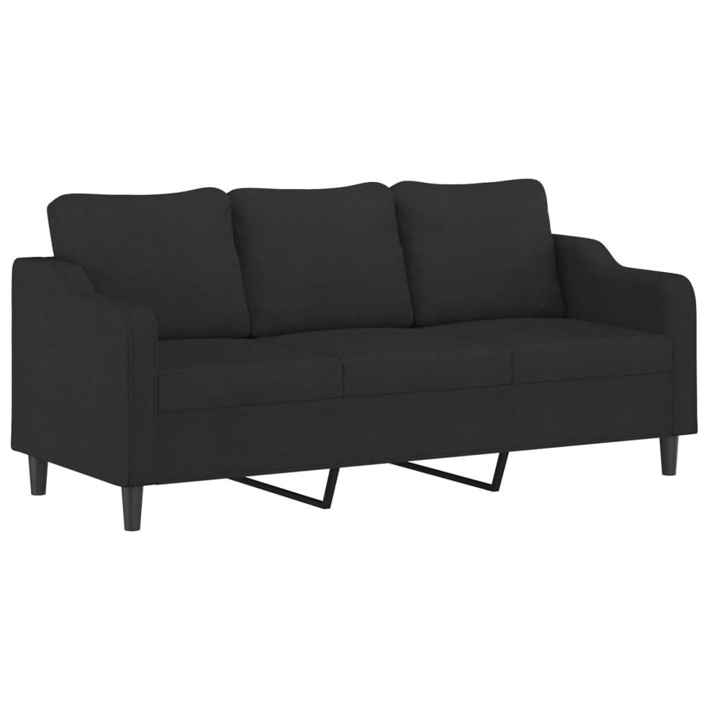 Set Divani 3 pz con Cuscini Nero in Tessuto | homemem39