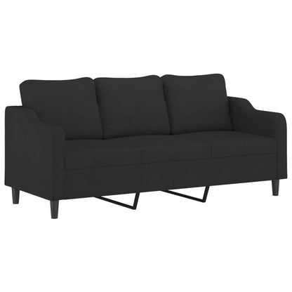 Set Divani 3 pz con Cuscini Nero in Tessuto | homemem39