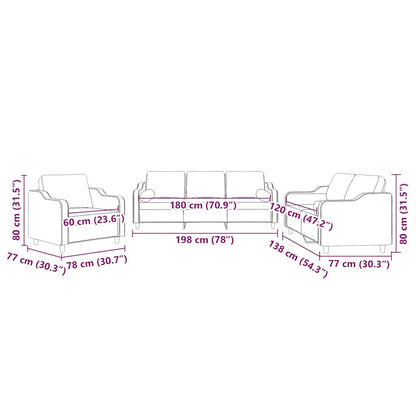 Set di Divani 3 pz con Cuscini Giallo Chiaro in Tessuto
