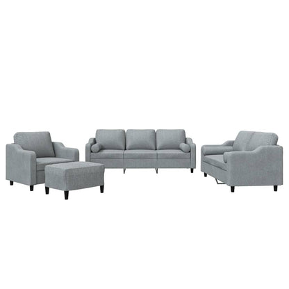 Set Divani 4 pz con Cuscini Grigio Chiaro in Tessuto - homemem39