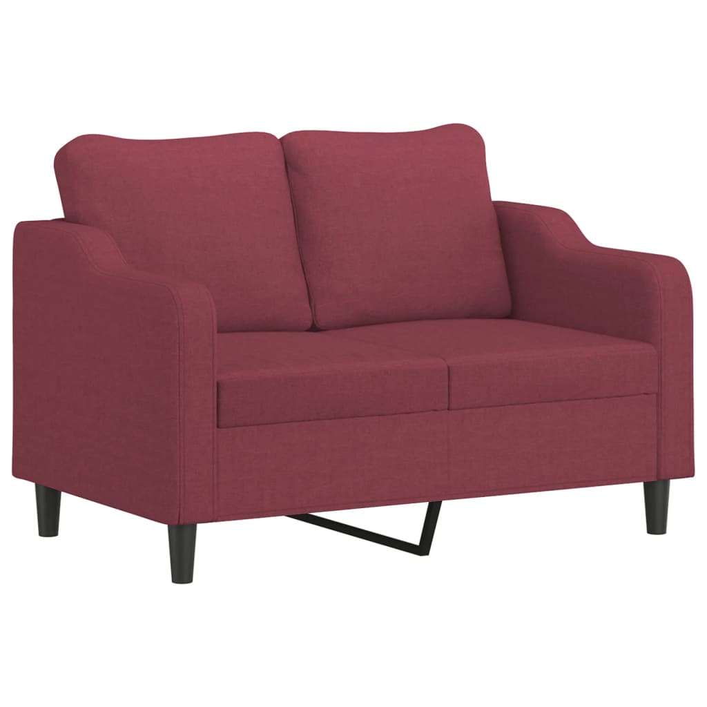 Set di Divani 3 pz con Cuscini Rosso Vino in Tessuto | homemem39