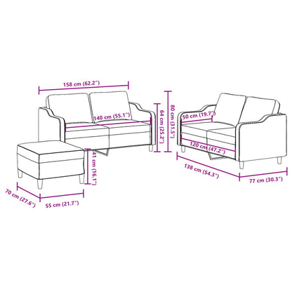 Set di Divani 3 pz con Cuscini Rosso Vino in Tessuto - homemem39