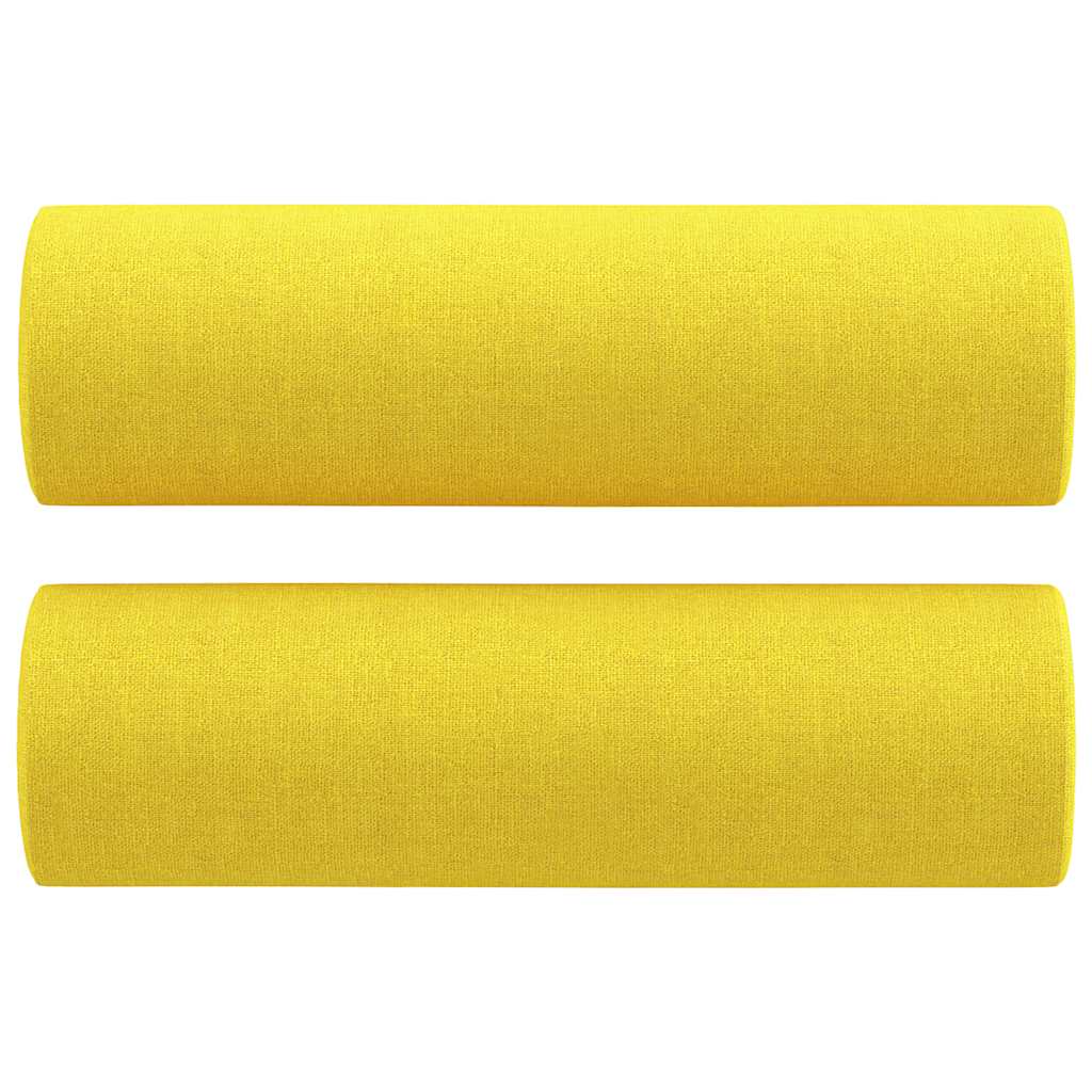 Set di Divani 2 pz con Cuscini Giallo Chiaro in Tessuto