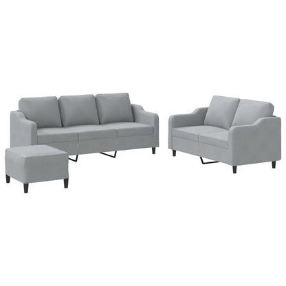Set di Divani 3 pz con Cuscini Grigio Chiaro in Tessuto - homemem39