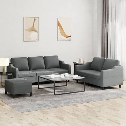 Set di Divani 3 pz con Cuscini Grigio Scuro in Tessuto - homemem39