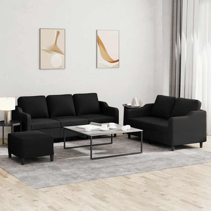 Set di Divani 3 pz con Cuscini Nero in Tessuto | homemem39