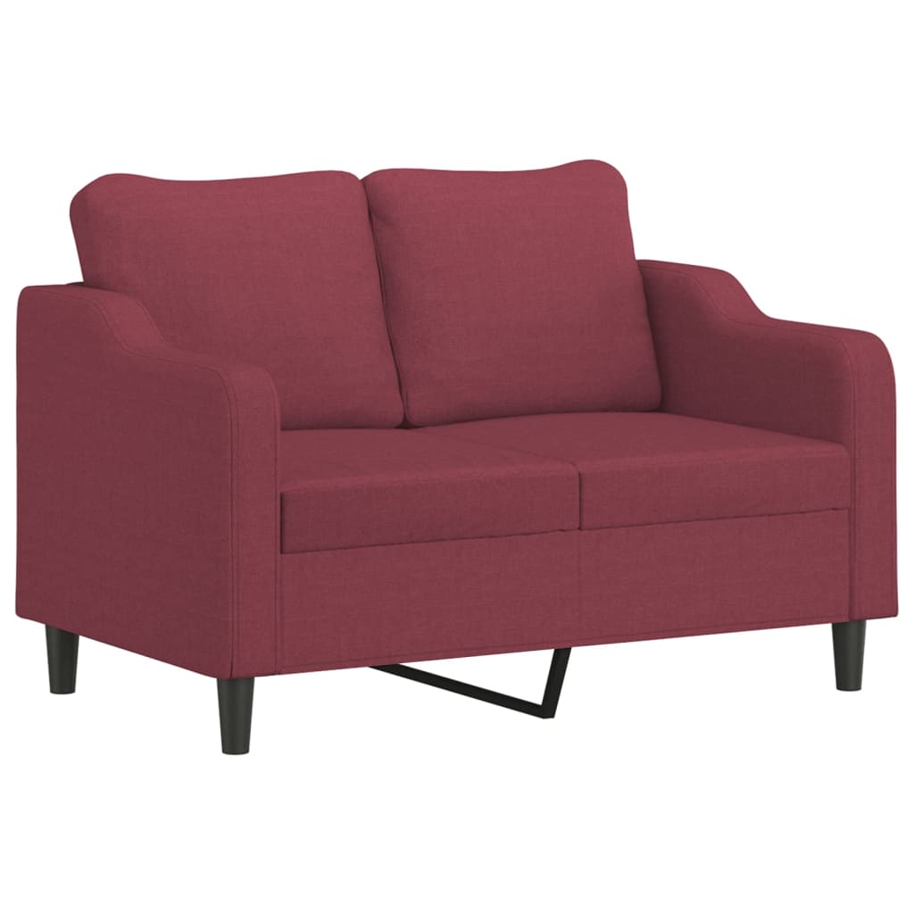 Set di Divani 3 pz con Cuscini Rosso Vino in Tessuto | homemem39