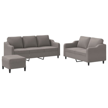 Set di Divani 3 pz con Cuscini Tortora in Tessuto | homemem39