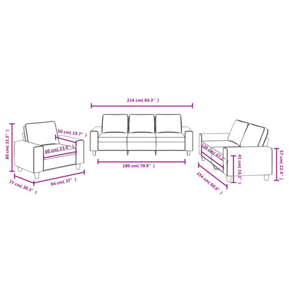 Set di Divani 3 pz Marrone in Tessuto