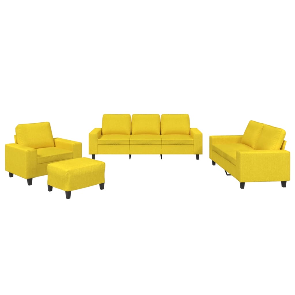 Set di Divani 4 pz Giallo Chiaro in Tessuto