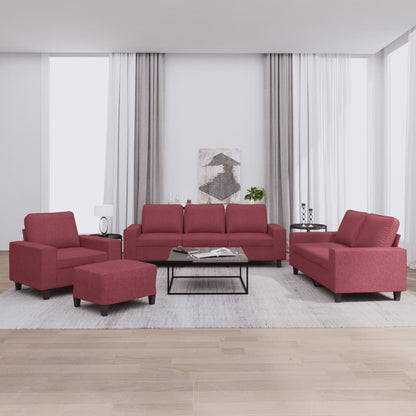 Set di Divani 4 pz Rosso Vino in Tessuto | homemem39