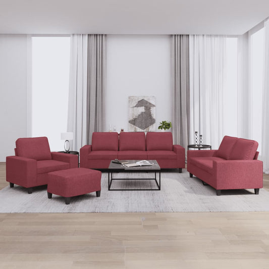 Set di Divani 4 pz Rosso Vino in Tessuto - homemem39