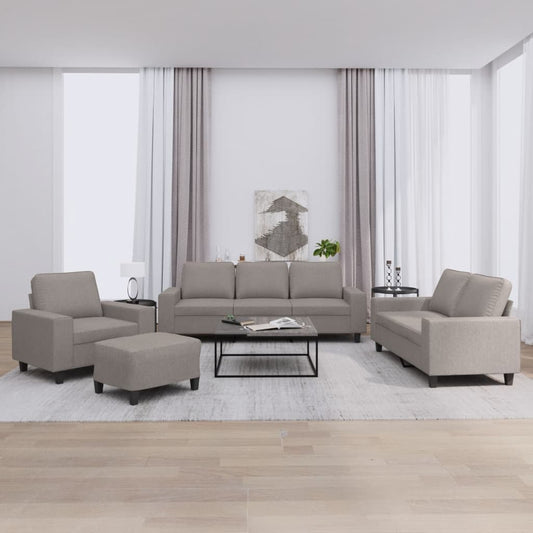 Set di Divani 4 pz Tortora in Tessuto | homemem39