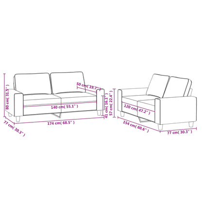 Set di Divani 2 pz Marrone in Tessuto